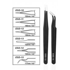 Set of 2 x tweezers for nano and micro caches - Stainless steel (MATT BLACK finish) 12/15